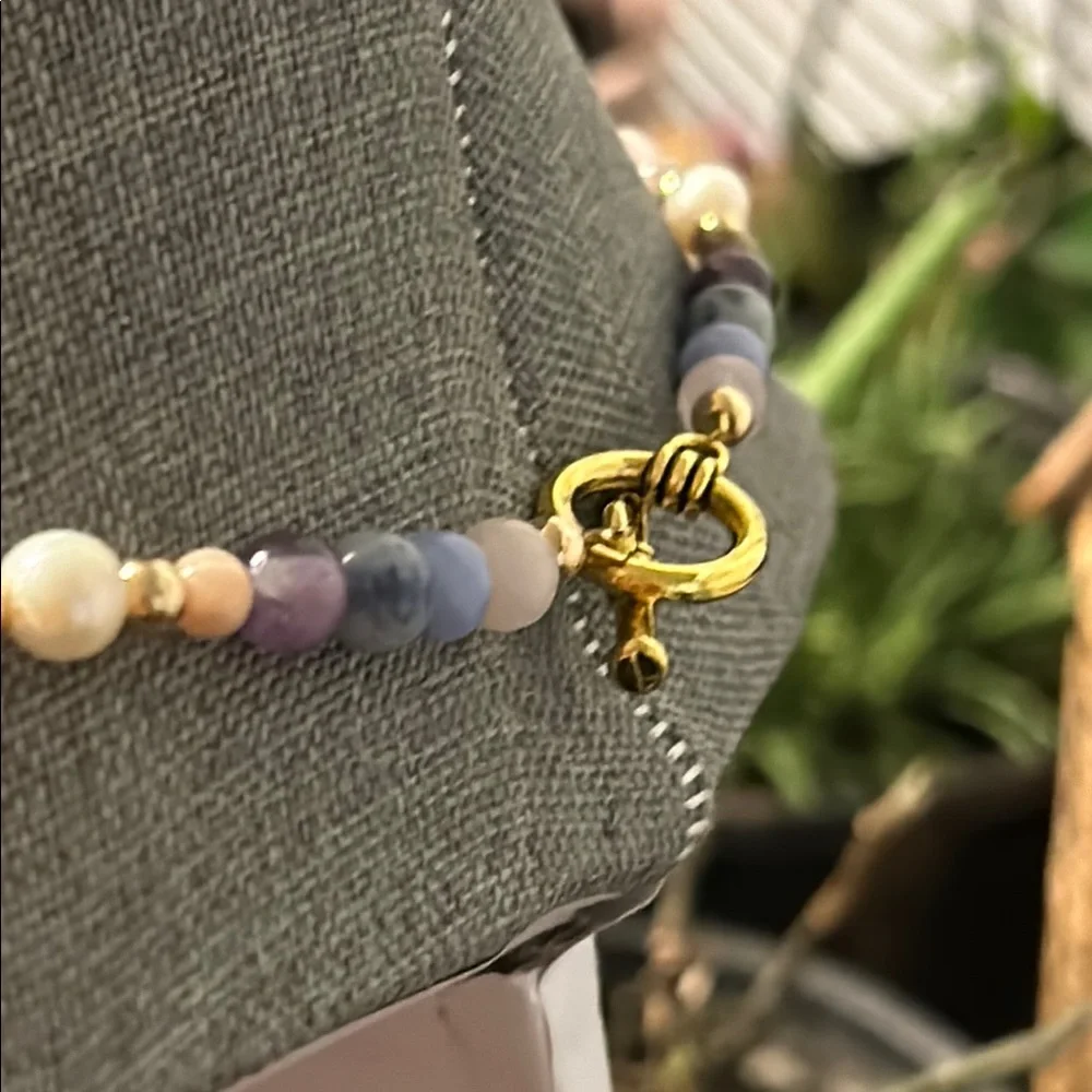 ✨ Handmade Freshwater Pearl + Amethyst + Rose Quartz + Agate Beaded Necklace